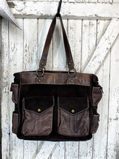 Nuovedive Leather Tote Handbag L Brown Italian Messanger Bag Flaw