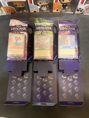 Disney Lorcana Starter Deck Set Of 3 Decks And Accessories NO