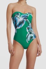 187 Jets Australia Women's Green Viva Leaf Bandeau One-Piece Swimsuit Size 4