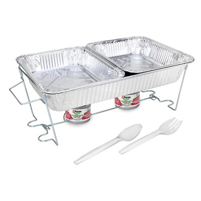 Sterno Buffet Kit, 8 Piece Disposable Chafing Dish Set for Catering Food Warmers