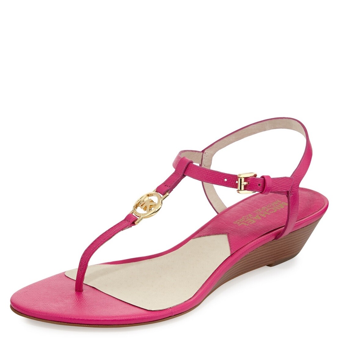 Michael Kors 7.5 M Nora Wedge Raspberry Pink MK GOLD LOGO | eBay