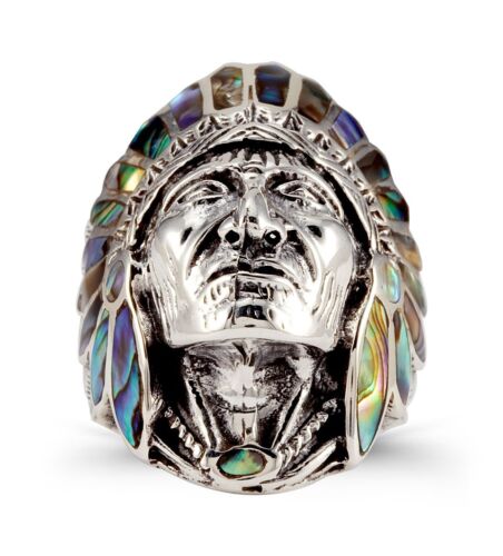 Anillo principal indio nativo americano de abulón de plata 925 - Imagen 3 de 3