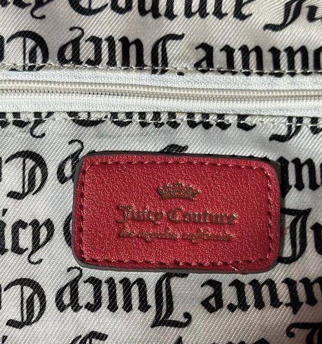 JUICY COUTURE Red FAUX Leather Crossbody Black Chain Handbag Adjustable Strap. - Picture 9 of 20