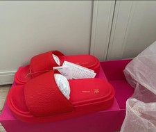 ADIDAS X IVY PARK BEYONCE LEATHER SLIDES - RED GX7102 - WOMEN UK 7 /US 7 / Eu 40