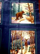Moda Fabrics Boundary Waters Flannel panel Deer, Bear, Stream, Cabin