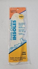 One Pair Ladies White Durable Comfort Size 9-10 Foam Cushion Insoles NOS USA