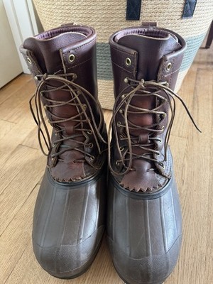 VTG Schnees Bozeman MT 10  Hunting Pac Boots Mens 11 Brown Leather Rubber USA