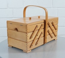 Scatola da cucito in legno scatola artigianale fisarmonica allungabile 3 live...