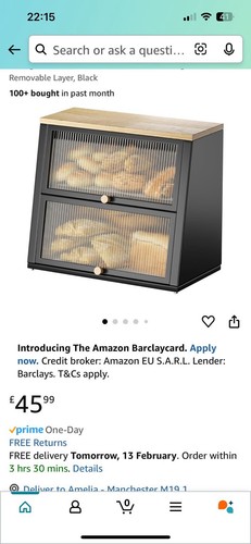 Urackify 2 Tier Bread Box, With Window Panel - Picture 3 of 3