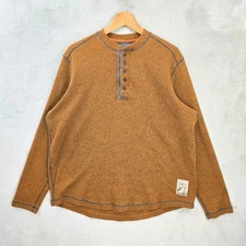 REI Base Layer Henley Button Long Sleeve Sweater Shirt  Mens XL Brown Outdoor 