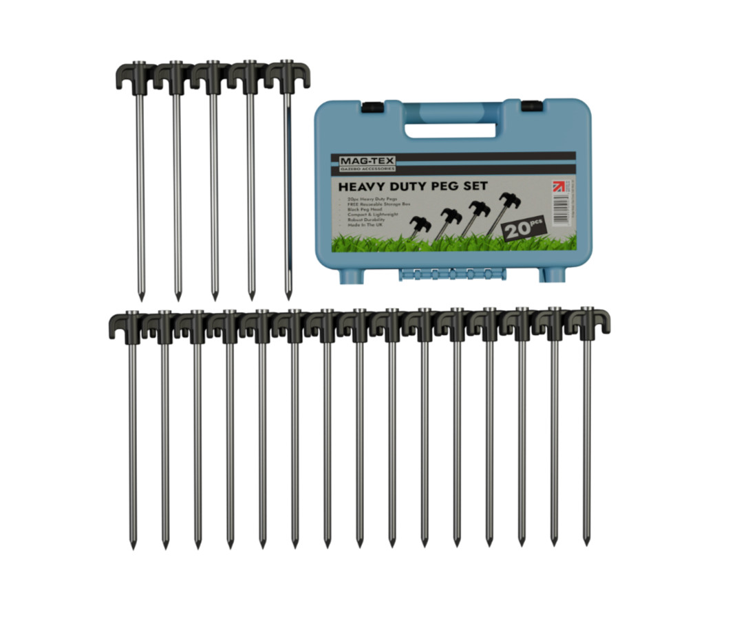 20pc Pegs Heavy Duty Camping Tent Peg stakes with Storage Box for Tents & Awning