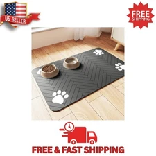 Pet Feeding Mat 12"x20" Waterproof Absorbent Placemat for Dog & Cat Bowl