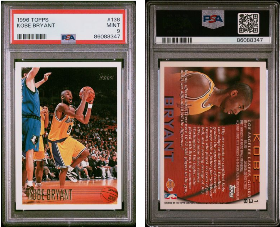 KOBE BRYANT 1996 TOPPS #138 ROOKIE RC PSA 9 | eBay