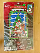 Vintage 2002 Bucilla Santa Claus Xmas Jeweled Wall Hanging Felt Kit 84685 Sealed
