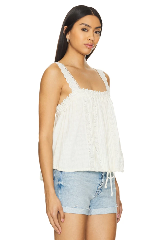 Regata feminina Free People Because Of You tamanho XL creme renda borda boêmia - Imagem 2 de 4