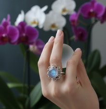 925 Sterling Silver Rainbow Moonstone Ring Silver Handmade Deisgner Ring