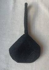 Black Beaded Evening Purse Bag Clutch Small Mini