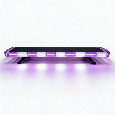 12V-24V 51'' Purple/White Dual-Color LED COB Strobe Light Bar   15 Flashing