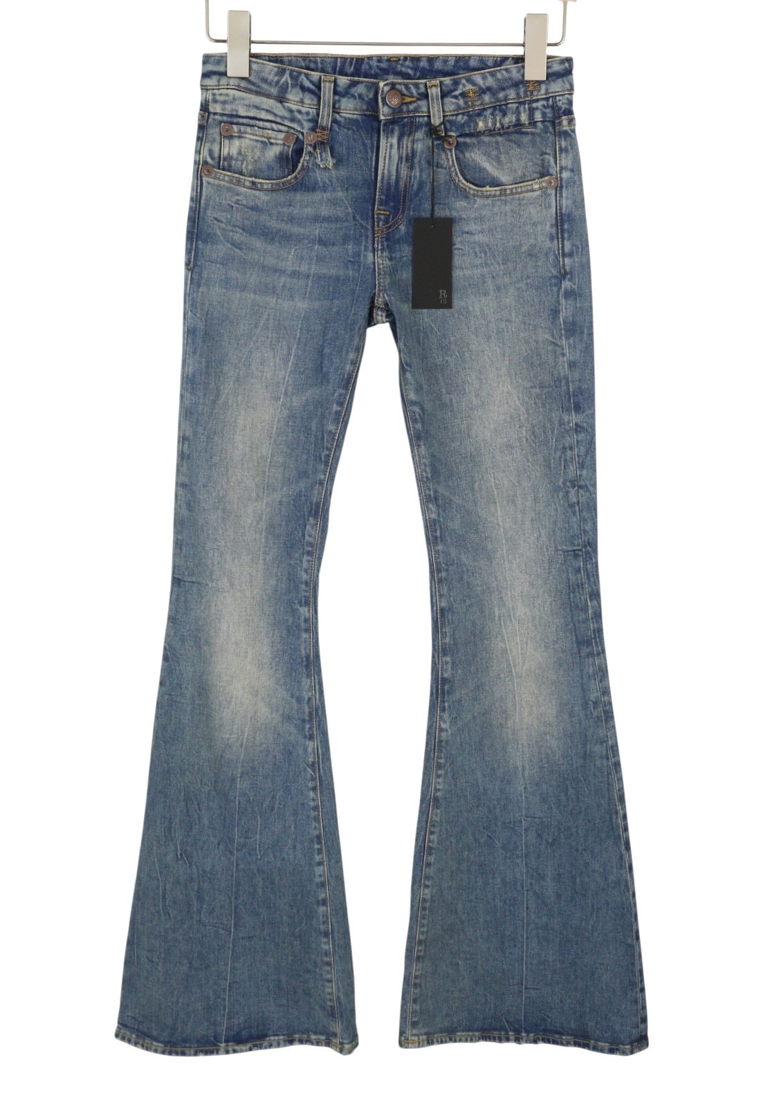 R13 Overflow Boy Flare Jeans Pour Femme W25 Taille Mi Haute Bleu PF26