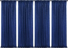 4 PCS 2x8 FT Navy Blue Sequin Backdrop Curtains Glitter Photography Props