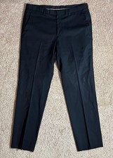 Hugo Boss Dress Pants Men's 34x29 Black Flat Front Slacks Trousers 100 Wool