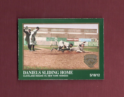 #46 BERT DANIELS SLIDING HOME Indians/Yankees ~Conlon color 1995 TSN/Megacards B