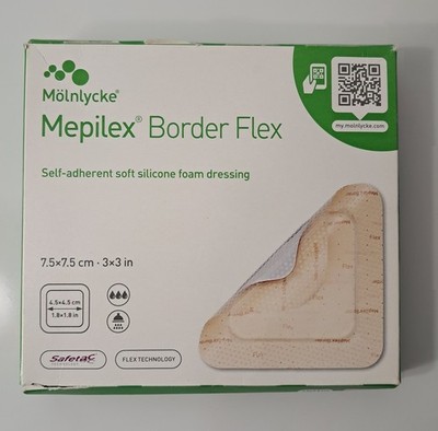 Mepilex Border Flex Soft Silicone Foam Dressings 1 Box 1.8x1.8'' Exp 6-28-27 