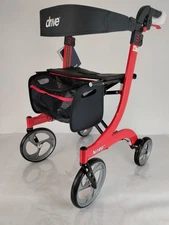 Drive Medical Nitro DLX Foldable Rollator Walker w/Seat Tall Red RTL10266-T