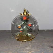 Resl Lenz W Germany Tree With Blossoms Foil Spinner Glass  Christmas Ornament