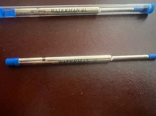 🔴 Waterman Recharge Stylo-Plume Sphère Encre Bleu M Moyen Recharge 2 Pièces - Photo 5 sur 8