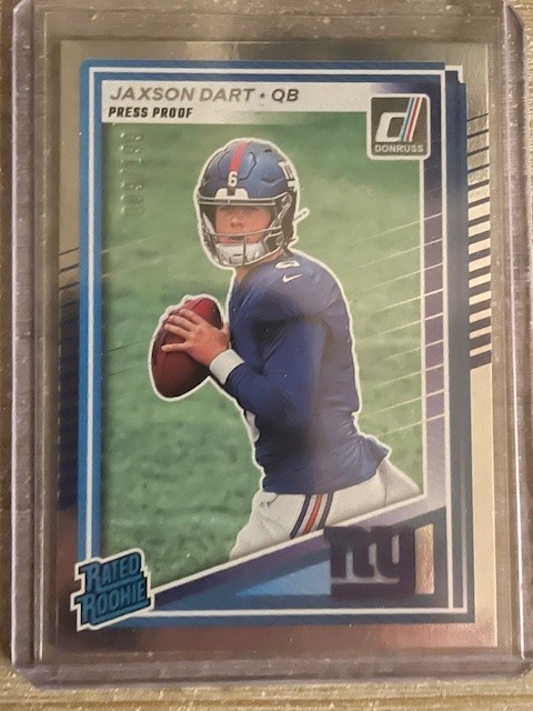 2025 Donruss Jaxson Dart Rated Rookie Silver Press Proof /199 #400