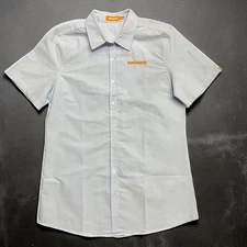 Whataburger NWOT Uniform Manager Blue White Striped Button Down Shirt Womens L