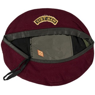 Size 58 Vietnam War Souvenir Beret Theater Made Patch Maroon Airborne ARVN Hat