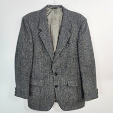 Vintage Harris Tweed Foursome Grey Herringbone Wool Sport Coat Blazer
