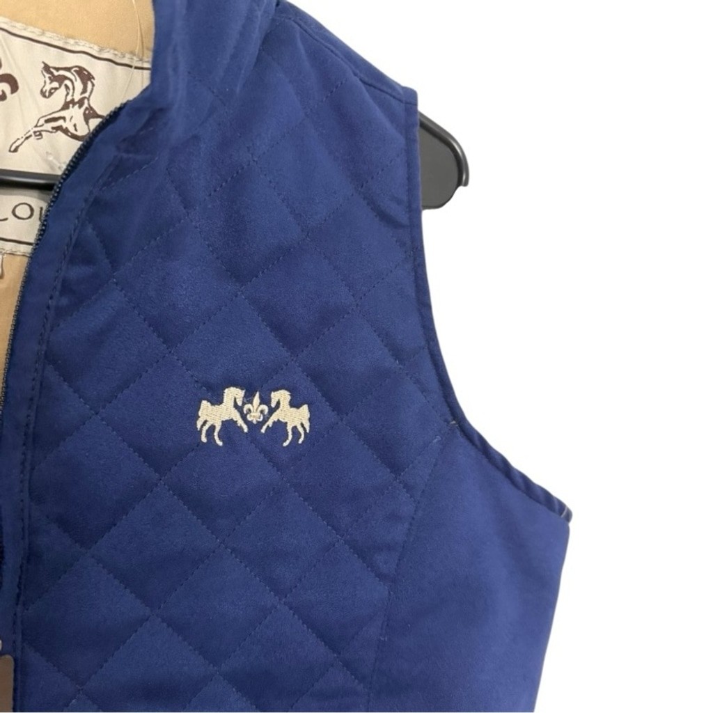 Equine Couture Navy Quilted Riding Vest Women’s M Equestrian Micro Suede NWOT