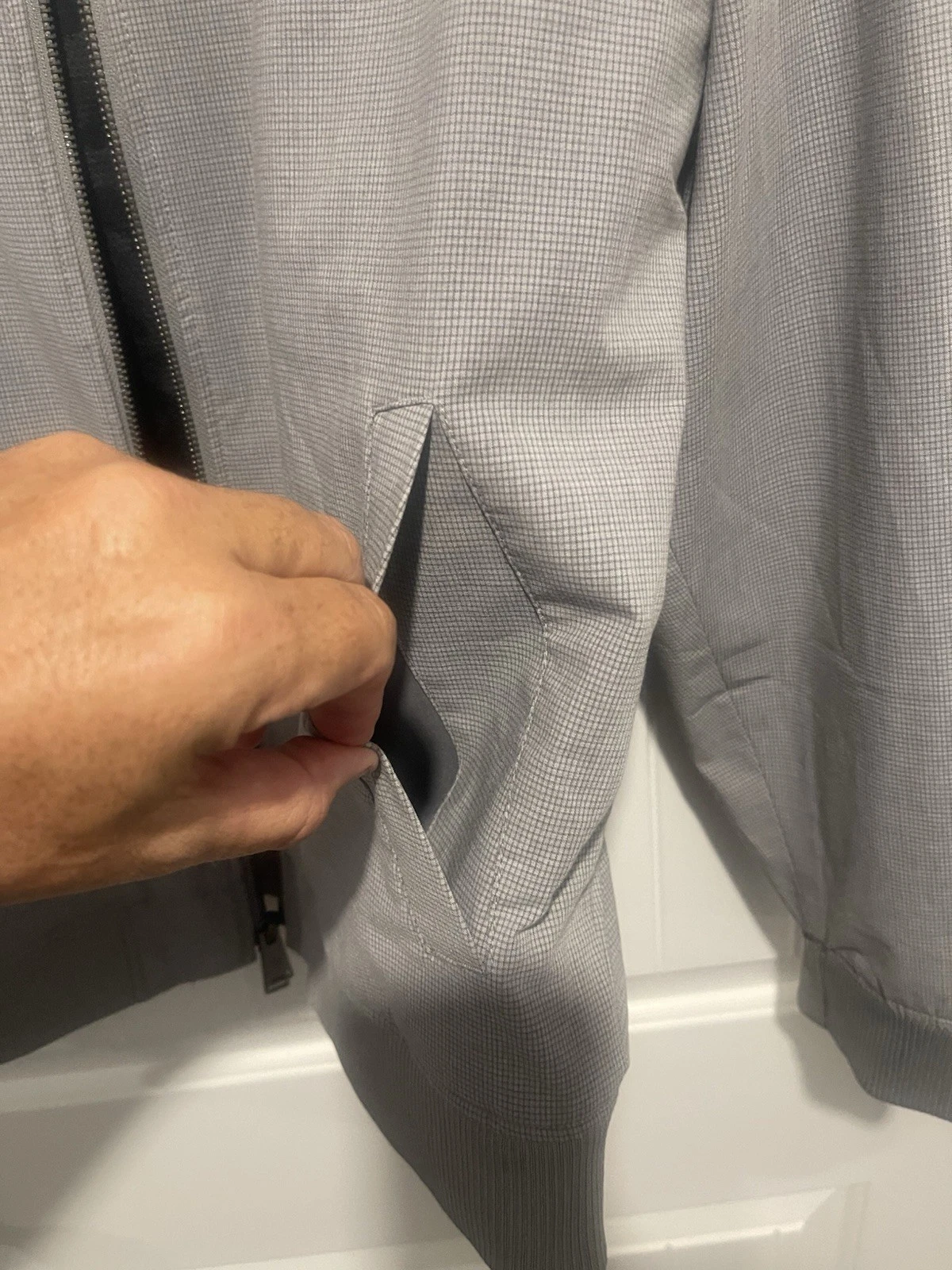 Kenneth Cole Reaction Mens M Gray Bomber Jacket Full Zip Modern Fit NWOT image 5