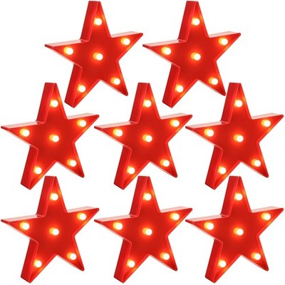 8 Pieces Star Night Lights LED Plastic Star Shaped Sign Lighted Marquee Desk ...