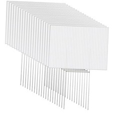 20 Pack Blank Yard Signs with Stakes Bulk Corrugated 16 x 12 Inch White