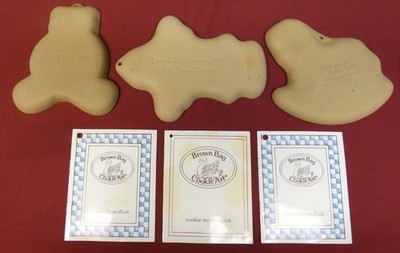 3 Vintage Brown Bag Cookie Art Hill Design 1984 BEAR HORSE SANTA & RECIPE BOOKS