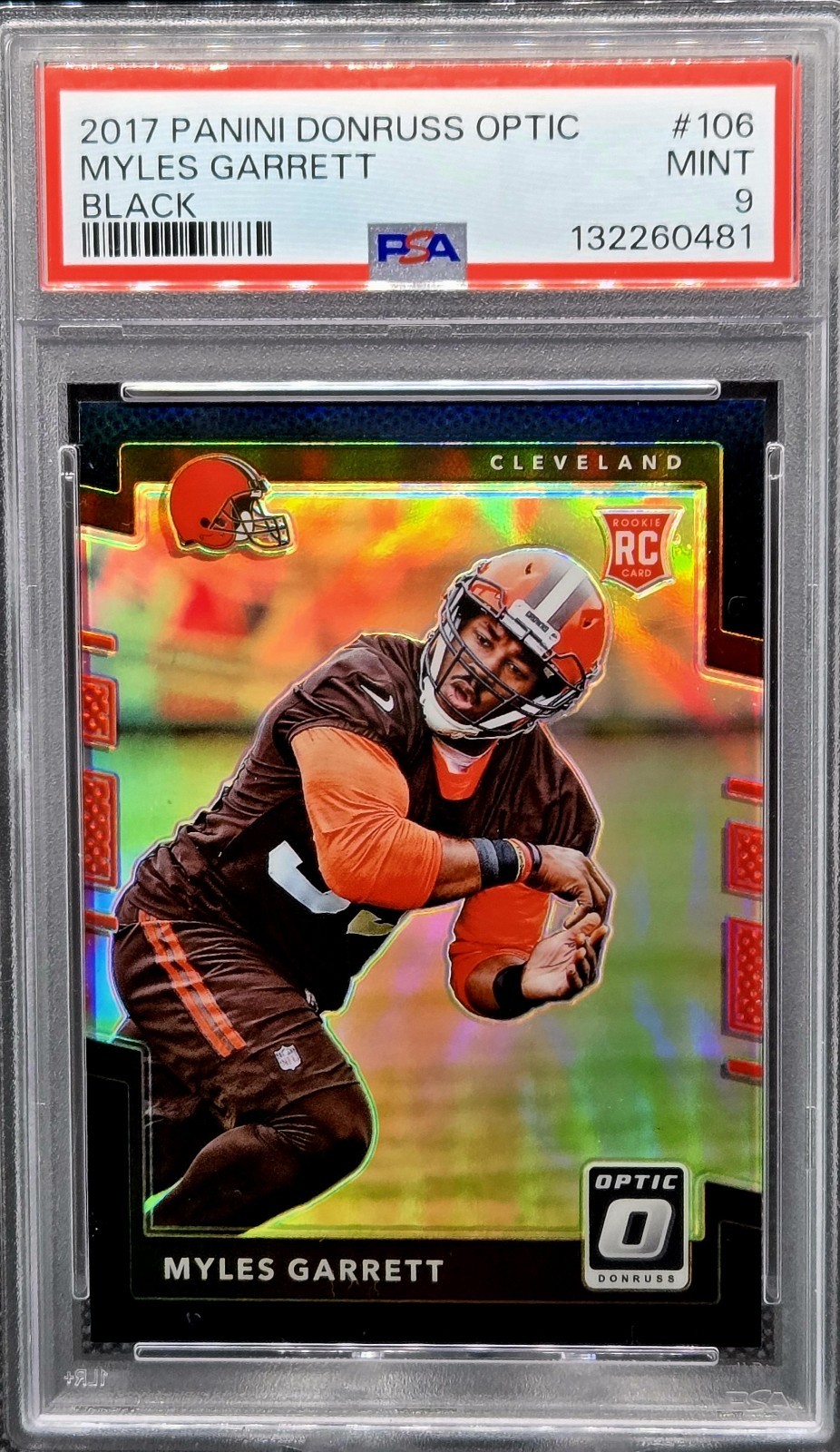2017 Donruss Optic Myles Garrett RC #106 Black Prizm 25/25 PSA 9 SACK KING  👑