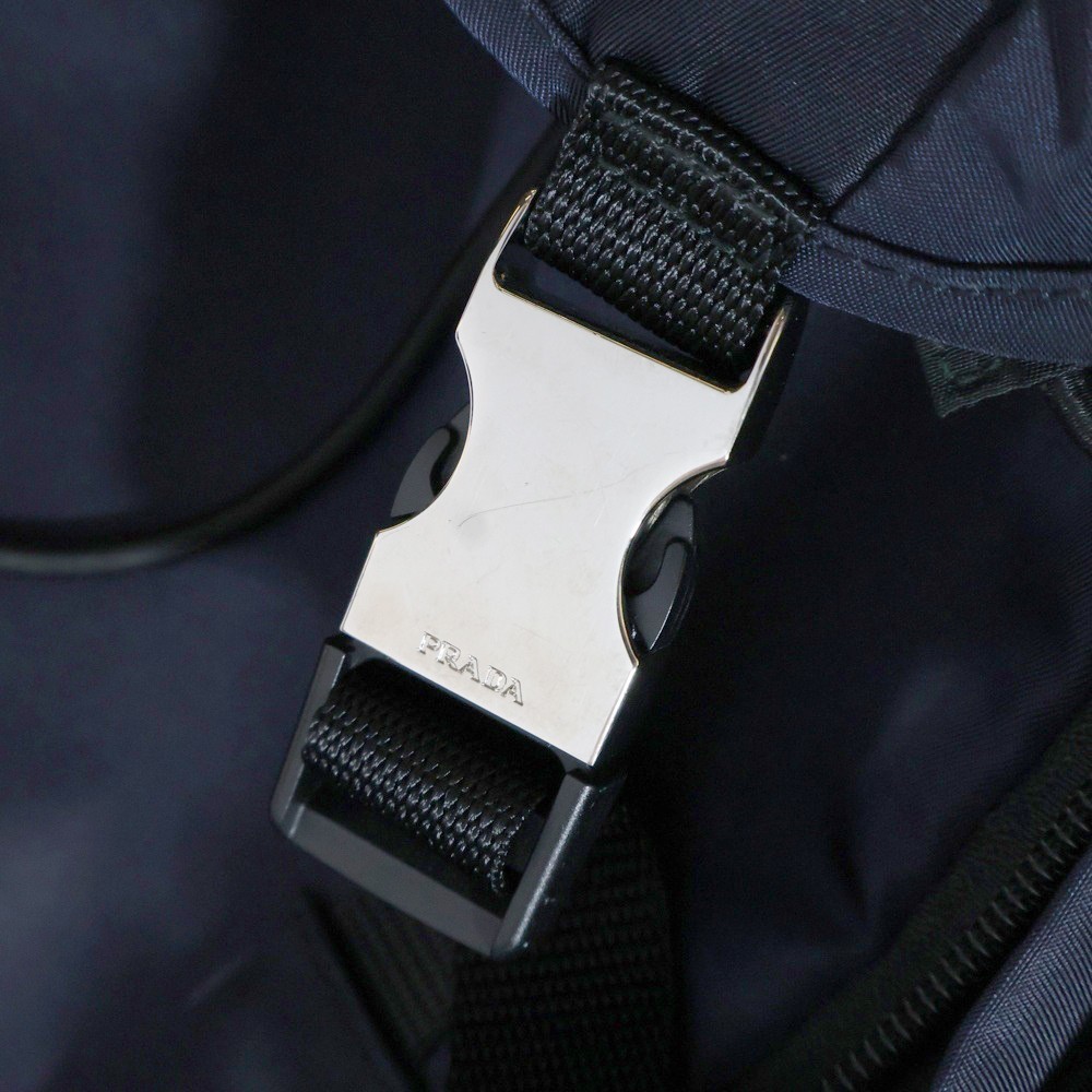 PRADA tesuto triangle logo backpack nylon silver … - image 6