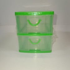 Green Desktop Mini Organizer 2 Tier Plastic Drawer Storage 2980B53