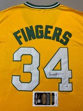 OAKLAND A'S- ROLLIE FINGERS AUTOGRAPH 1972 MITCHELL & NESS JERSEY JSA CI33690