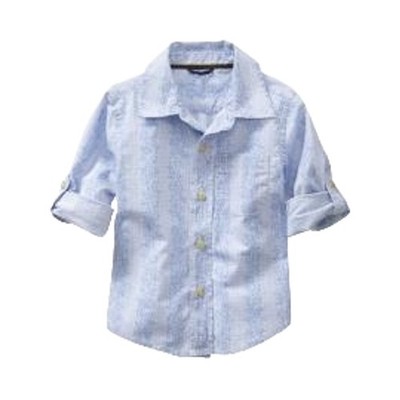 Gap Boys Shirt Size 2 Globe Mapper Blue Paisley Roll Tab Sleeve Dress Button Up