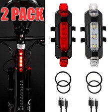 2 Set USB Rechargeable LED Bicycle Headlight Bike Front Rear Lamp Cycling Light
