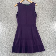Lauren Ralph Lauren Dress Womens Medium Purple Sweater Fit & Flare Sleeveless