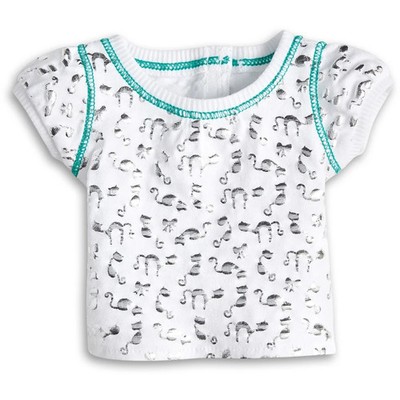 American Girl Doll Truly Me Mix & Match SILVER PRINT CAT TEE for 18  Dolls 2016