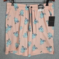 Hurley Stay Til Two Volley Swim Shorts Tropical Drink Pink Men's Sz Large New