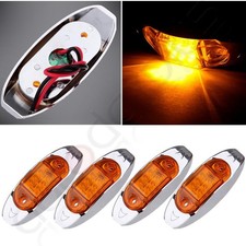 4pcs Amber Fish Shape 4 6 Bulbs Clearance Side Marker Light For Trailer New