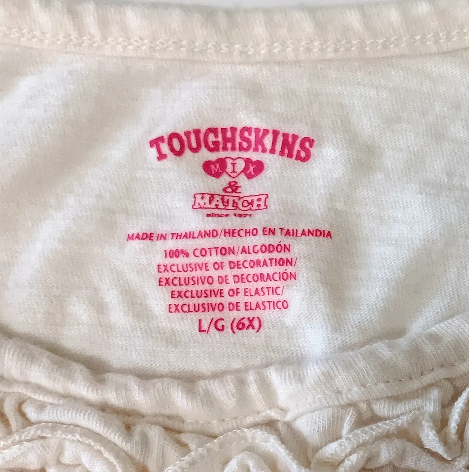 Conjunto de blusa floral crema manga larga con volantes para niñas - talla 6X Foto 4 de 4